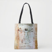DE VITRUVIAN MAN Antiek perkament Canvas tas (Voorkant)