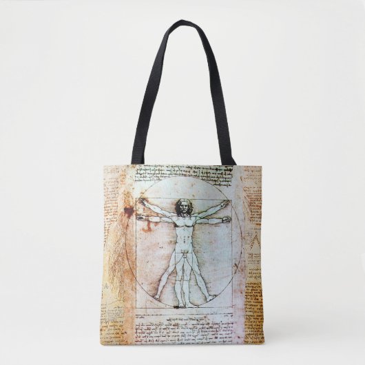 DE VITRUVIAN MAN Antiek perkament Canvas tas (Voorkant)