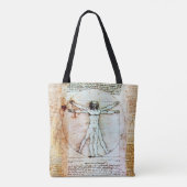 DE VITRUVIAN MAN Antiek perkament Canvas tas (Achterkant)