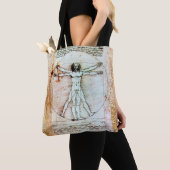 DE VITRUVIAN MAN Antiek perkament Canvas tas (Dichtbij)