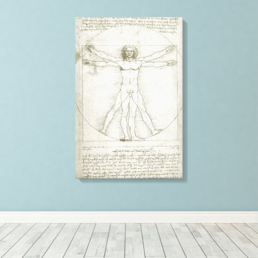 De Vitruviusman van Leonardo da Vinci Canvas Afdruk (Insitu (Houten vloer))