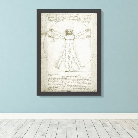 De Vitruviusman van Leonardo da Vinci Canvas Afdruk (Insitu (Houten vloer))