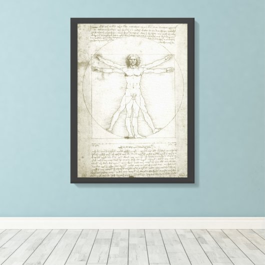 De Vitruviusman van Leonardo da Vinci Canvas Afdruk (Insitu (Houten vloer))