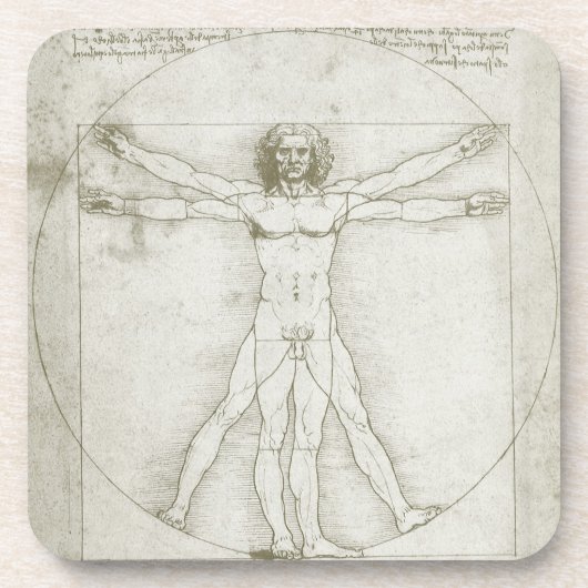 De Vitruviusman van Leonardo da Vinci Drankjes Onderzetter (Voorkant)