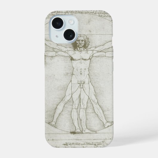 De Vitruviusman van Leonardo da Vinci iPhone 15 Hoesje (Achterkant)