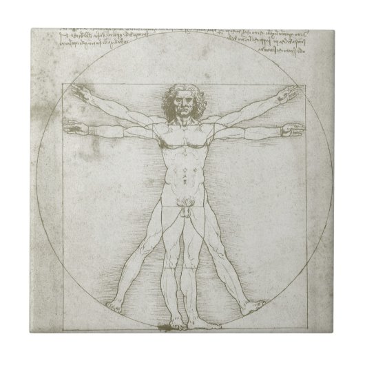De Vitruviusman van Leonardo da Vinci Tegeltje (Voorkant)