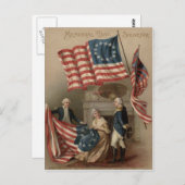 De Vlag Betsy Ross George Washington van de V.S. Briefkaart (Voorkant / Achterkant)