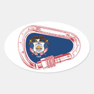De Vlag die van Utah Carabiner beklimmen Ovale Sticker