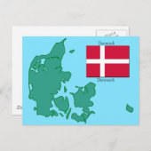 De vlag en de kaart van Denemarken (Voorkant / Achterkant)