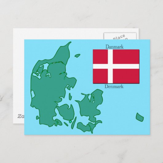 De vlag en de kaart van Denemarken (Voorkant / Achterkant)