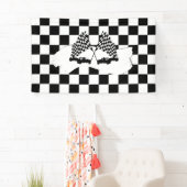 De vlag en de radarauto van de controleur spandoek (Insitu)