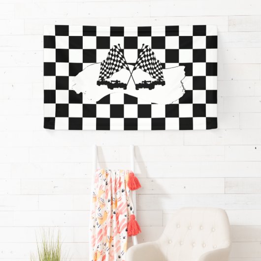 De vlag en de radarauto van de controleur spandoek (Insitu)