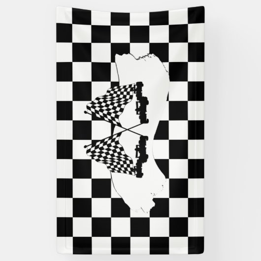 De vlag en de radarauto van de controleur spandoek (Verticaal)