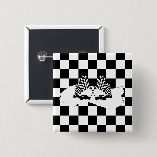 De vlag en de radarauto van de controleur vierkante button 5,1 cm (Voorkant /achterkant)