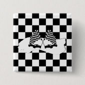 De vlag en de radarauto van de controleur vierkante button 5,1 cm (Voorkant)