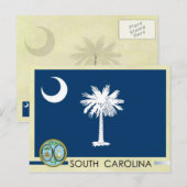 De vlag en het zegel van de staat South Carolina Briefkaart (Voorkant / Achterkant)