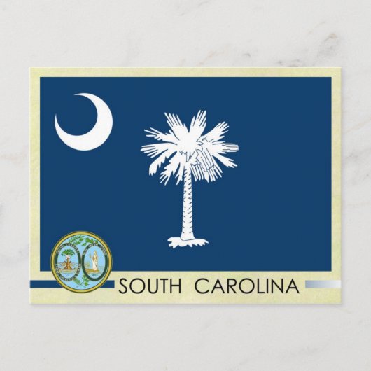 De vlag en het zegel van de staat South Carolina Briefkaart (Voorkant)