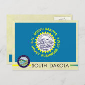 De vlag en het zegel van de staat South Dakota Briefkaart (Voorkant / Achterkant)