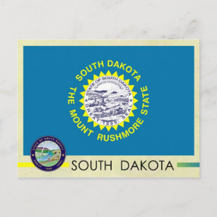 De vlag en het zegel van de staat South Dakota Briefkaart