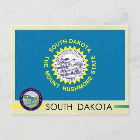 De vlag en het zegel van de staat South Dakota Briefkaart (Voorkant)