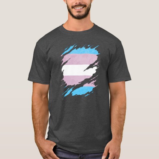 De vlag met de vlag met de Transgender Pride rippe T-shirt (Voorkant)