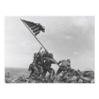 De vlag op Iwo Jima verhogen Foto Afdruk