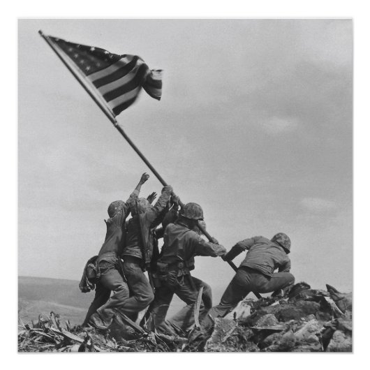 De vlag op Iwo Jima verhogen Perfect Poster (Voorkant)