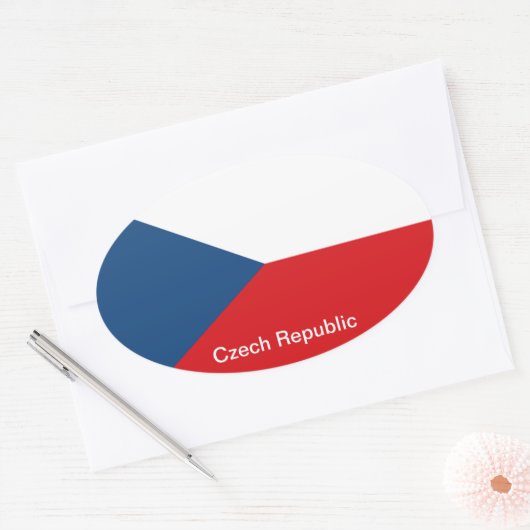 De vlag Tsjechië Ovale Sticker (Envelop)