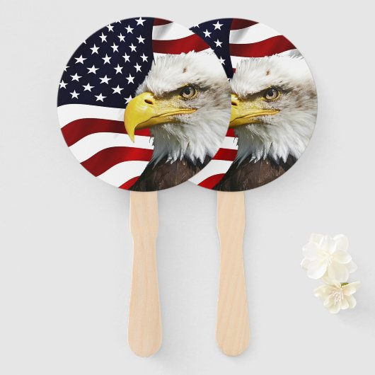 De vlag van Amerika met adelaar Handwaaier (Voorkant en achterkant)
