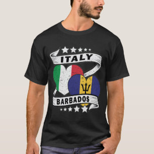 De vlag van Barbados en Italië T-shirt