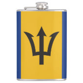 De vlag van Barbados is volledig groot Heupfles (Voorkant)