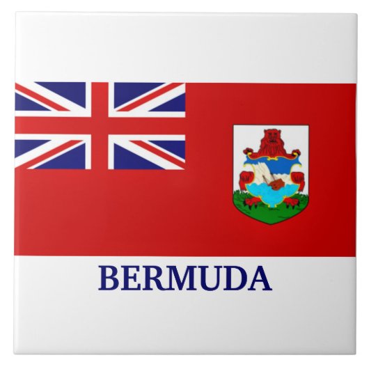 de vlag van Bermuda, voorzien van een etiket, Tegeltje (Voorkant)