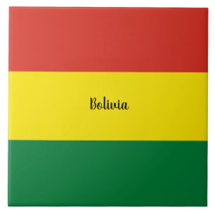 de vlag van Bolivia, voorzien van een etiket, Tegeltje