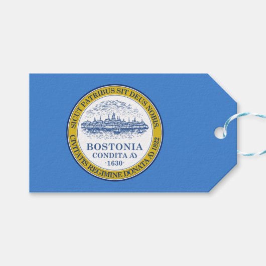 De vlag van Boston (Massachusetts) Cadeaulabel (Voorkant (Horizontaal))