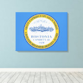 De vlag van Boston (Massachusetts) Canvas Afdruk (Insitu (Houten vloer))