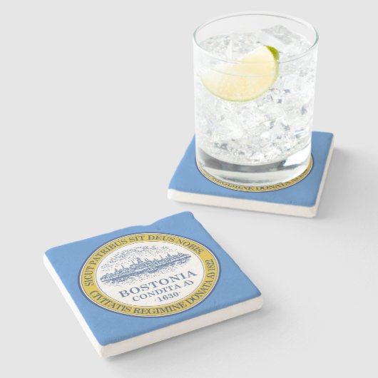 De vlag van Boston (Massachusetts) Stenen Onderzetter (Zijkant)