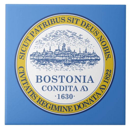 De vlag van Boston (Massachusetts) Tegeltje (Voorkant)