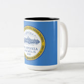 De vlag van Boston (Massachusetts) Tweekleurige Koffiemok (Voorkant rechts)