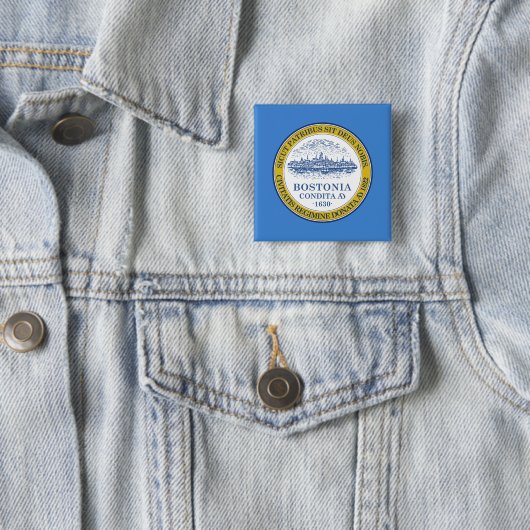 De vlag van Boston (Massachusetts) Vierkante Button 5,1 Cm (In situ)