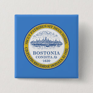 De vlag van Boston (Massachusetts) Vierkante Button 5,1 Cm