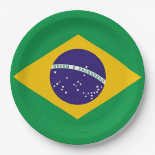 De vlag van Brazilië Bandeira doet Brazilië Papieren Bordje