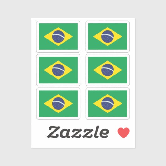 De vlag van Brazilië Collectie pack van 6 Sticker (Vel)