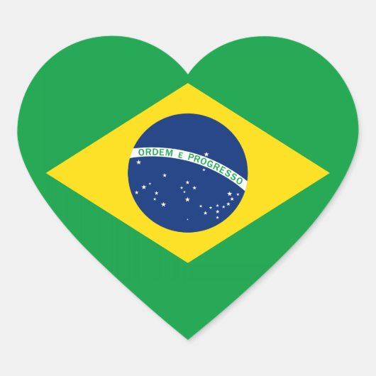 De vlag van Brazilië Hart Sticker (Voorkant)