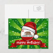 De Vlag van Californië in een Pet van de Kerstman Feestdagenkaart (Voorkant / Achterkant)