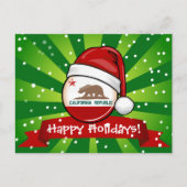 De Vlag van Californië in een Pet van de Kerstman Feestdagenkaart (Voorkant)