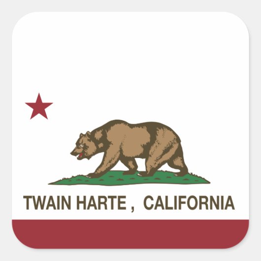 De vlag van Californië Twain Harte Vierkante Sticker (Voorkant)