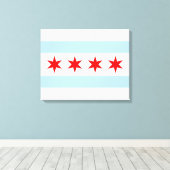 De vlag van Chicago (Illinois) Canvas Afdruk (Insitu (Houten vloer))