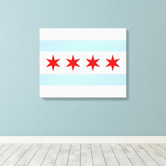 De vlag van Chicago (Illinois) Canvas Afdruk (Insitu (Houten vloer))