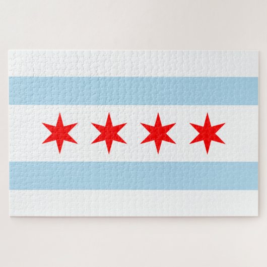 De vlag van Chicago (Illinois) Legpuzzel (Horizontaal)