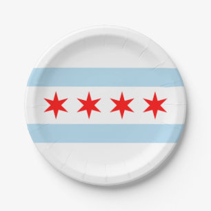 De vlag van Chicago (Illinois) Papieren Bordje